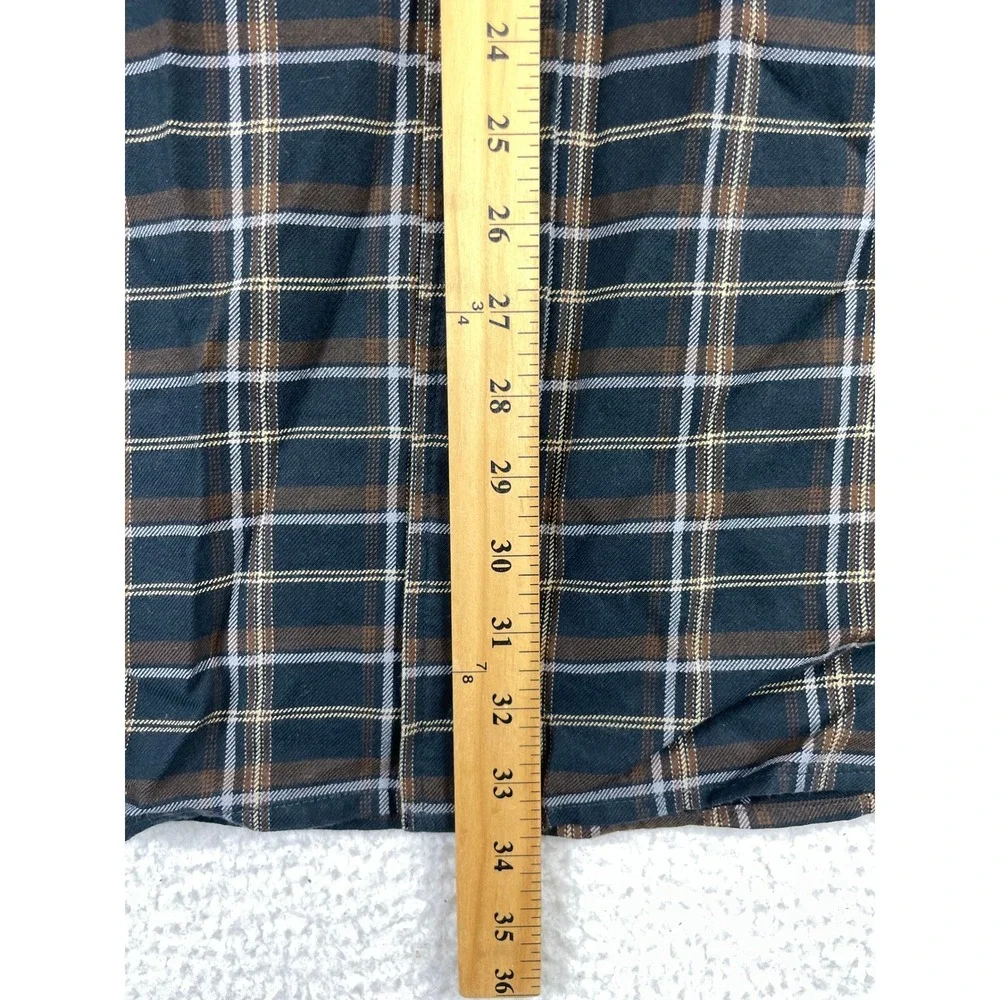 Orvis Men's Size XXL Classic Fit Plaid Button Down Shirt Navy Brown Cotton - Picture 4 of 9